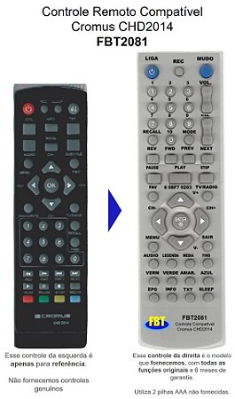 Controle Compatível Cromus TV Digital Chd2014 FBT2081