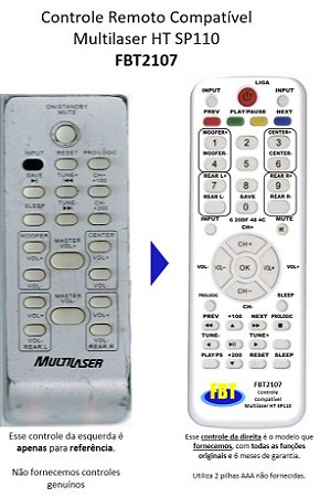 Controle Compatível Multilaser Hometheater SP110 FBT2107