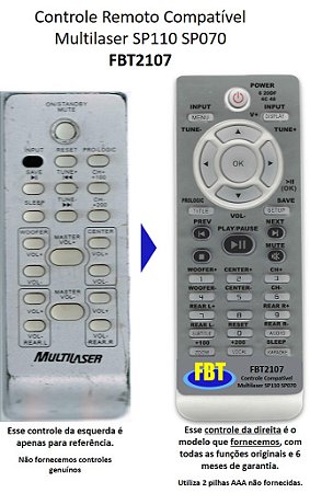 Controle Compatível Multilaser Hometheater SP110 FBT2107