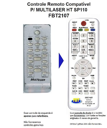 Controle Compatível Multilaser Hometheater SP110 FBT2107