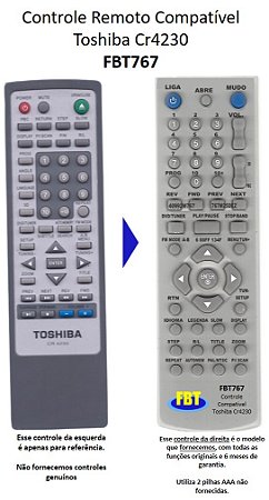 Controle Compatível Toshiba MC753DVD CR4230 FBT767