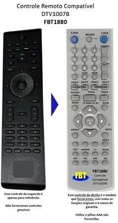 Controle Compatível Conversor Philips DTR1007B FBT1880