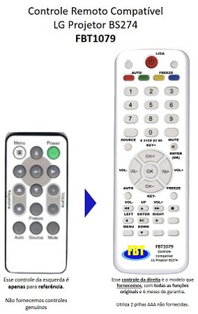 Controle Compatível Projetor LG DS125 DS325jd DS325b BS274 BS254 6 FBT1079