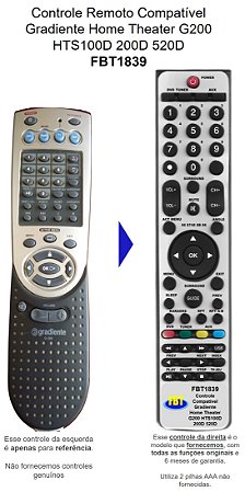 Controle Compatível HT Gradiente HTS 100D 200D 520D - FBT1839