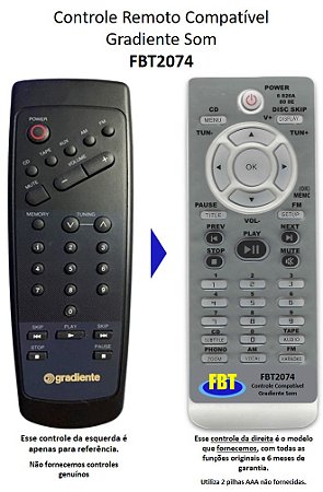 Controle Compatível para aparelho de som Gradiente AT70 AT80 FBT2074