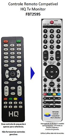 Controle Compatível para HQ TV LCD MONITOR FBT2595