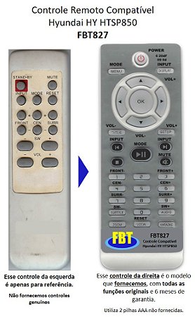 Controle Compatível para HT Hyundai HY-HTSP850 FBT827