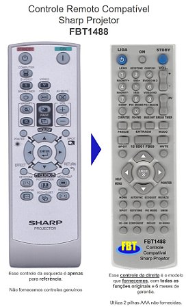Controle Compatível para Projetor Sharp XR30 32S 32X 55 PG F212X F312X FBT1488