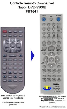 Controle Compatível para DVD Automotivo Napoli DVD-9900B NPL9901 9975 DVD/TV 7780GPS BT 7780GPS FBT641