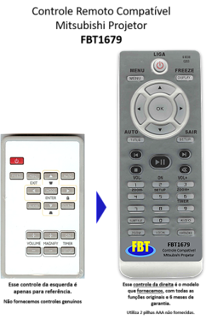 Controle Compatível Mitsubishi Projetor FBT1679