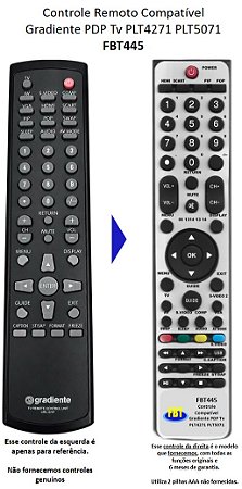 Controle Compatível para TV Plasma Gradiente PL4271 PL5071 CRL2737 FBT445