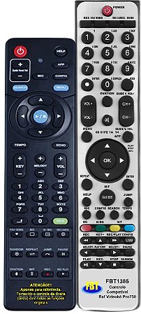 Controle Remoto Compatível RAF Videokê PRO 750 Preto FBT1385