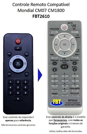 Controle Compatível Mondial CM7 FRAHM Mutil CM1800 FBT2610