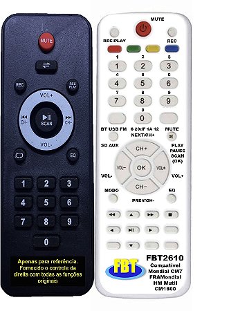 Controle Compatível Mondial CM7 FRAHM Mutil CM1800 FBT2610