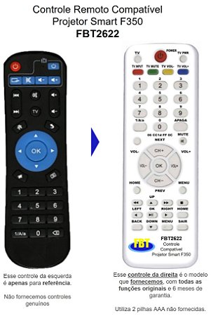 Controle Compatível SMART Projector F350 FBT2622