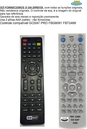 Controle Compatível GOSAT GO SAT PRO FBG8091 FBT2489