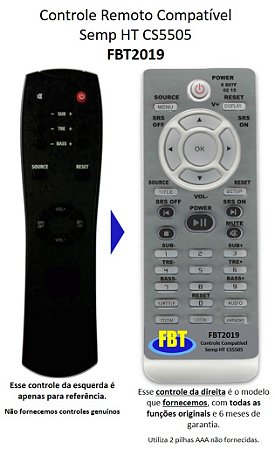 Controle Compatível para HT Home Semp STi CS5505 FBT2019