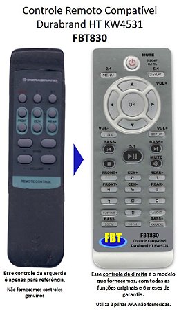 Controle Compatível para HT Home Durabrand KW RW 4531 FBT830