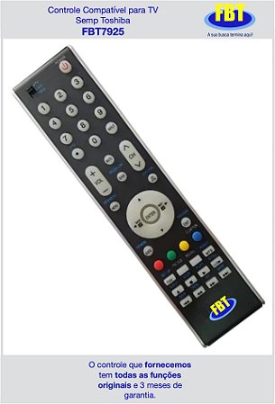 Controle Compatível para TV Semp Toshiba CT90309 CT90322 CT6270 LC4046 FBT7925