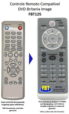 Controle Compatível para DVD Britania IMAGE Bege/USB GAME FBT125