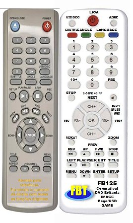 Controle Compatível para DVD Britania IMAGE Bege/USB GAME FBT125