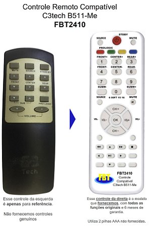 Controle Compatível para Home Theater C3 Tech B511-ME B3191-MZ FBT2410