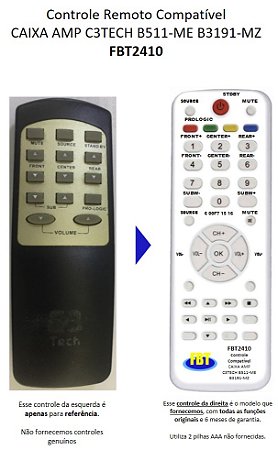 Controle Compatível para Home Theater C3 Tech B511-ME B3191-MZ FBT2410