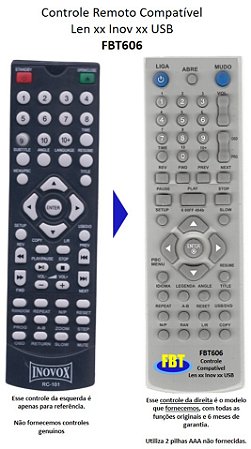 Controle Compatível para DVD Lenoxx DK450 & Inovox RC101 IN1213 FBT606