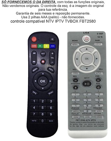 Controle Compatível NTV IPTV TVBOX FBT2580