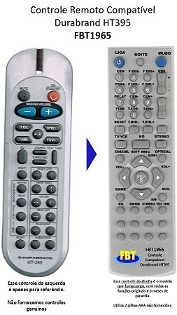 Controle Remoto Compatível - DURABRAND HT395 HomeTHEATER FBT1965