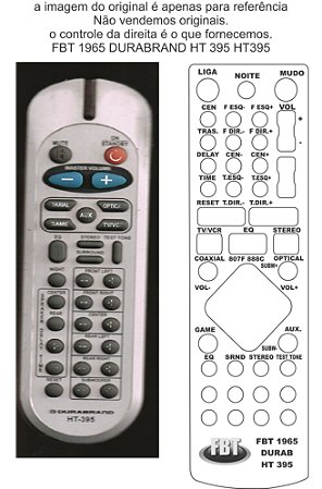 Controle Remoto Compatível - DURABRAND HT395 HomeTHEATER FBT1965