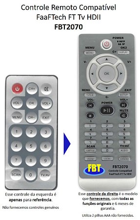 Controle Compatível FAAFTECH FT DVD II FBT1960/2070