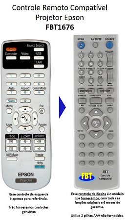 Controle Compatível para Projetor Epson H430A H429A H428A H428B H428B H429B 420 FBT1676