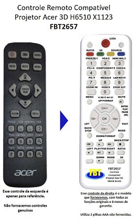 Controle Compatível para Projetor Acer H6510 Bd X123Ph FBT2657