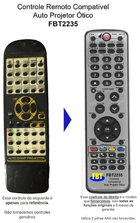 Controle Compatível para Projetor Auto Chart FBT2235