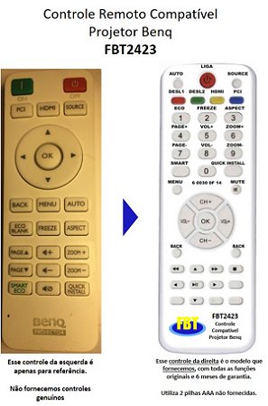 Controle Compatível para Projetor Benq Mx532 FBT2423