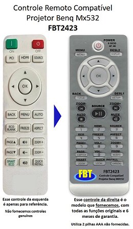 Controle Compatível para Projetor Benq Mx532 FBT2423
