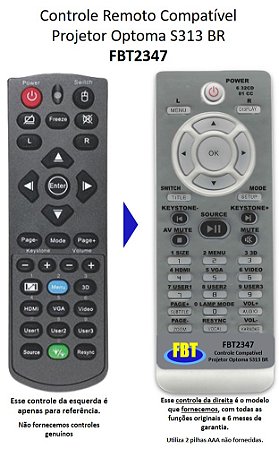 Controle Compatível para Optoma Ex615 Ep726S Gt760 Tw762 Projetor FBT2347