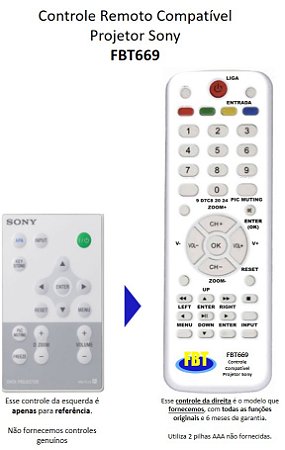 Controle Remoto Compatível - Projetor SONY FBT669