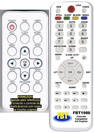 Controle Remoto Compatível - Projetor LG BE320 BE325 SP FBT1986