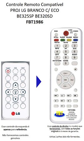Controle Remoto Compatível - Projetor LG BE320 BE325 SP FBT1986
