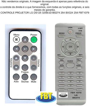 Controle Remoto Compatível - Projetor LG DS125 325B/JD BS274 254 BX324 254 FBT1079