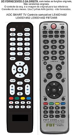 Controle Compatível AOC SMART TV LE40D1452 LE43D1452 LE50D1452 FBT2495