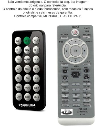 MONDIAL HT12 MICROSYSTEM Controle Compatível FBT2436