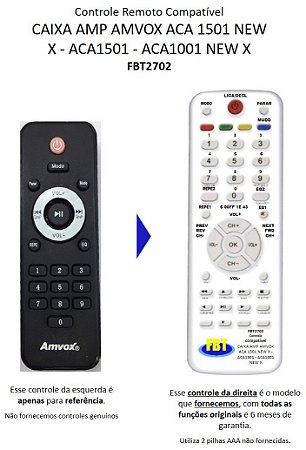 Controle Compatível AMVOX ACA 1501 NEW X CAIXA AMP FBT2702