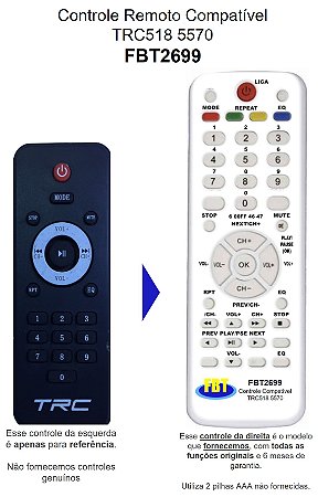 Controle Compatível TRC CX AMP TRC 518 5570 FBT2699
