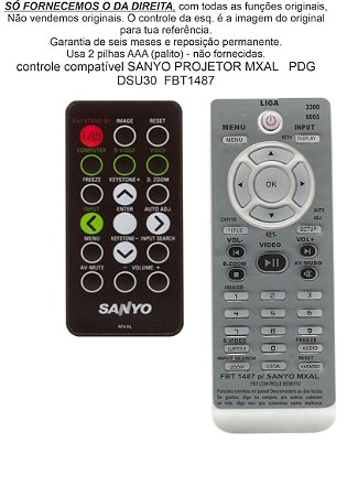 Controle Compatível SANYO PROJ PDG DSU30 MXAL FBT1487