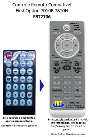 Controle Compatível FIRST OPTION MULTIMEDIA 7010B 7810H E OUTROS FBT2706