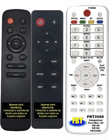 Controle Compatível Soundbar Jbl SB120 SB160 FBT2689