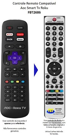 Controle Compatível Smart Tv Aoc Roku Tv Fbt 2686